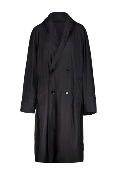 Lemaire Hooded Raincoat Clothing In Blue
