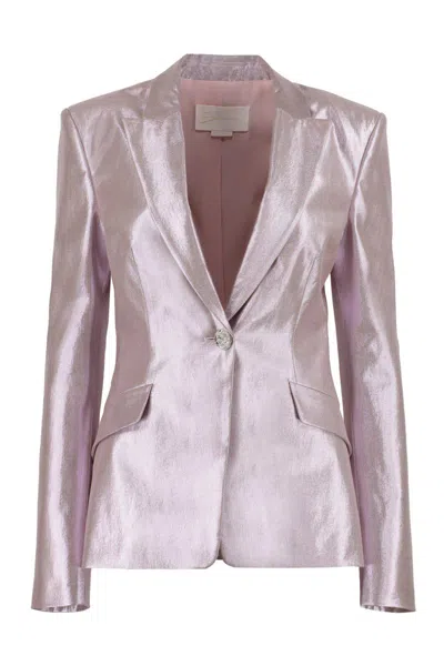 Genny Metallic Single-breasted Blazer In Lilac