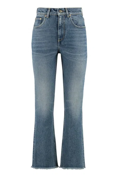 Golden Goose Embroidered Patch Cropped Jeans In Blue