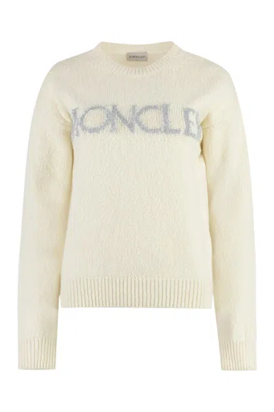 Moncler Crew-neck Wool Jumper In White