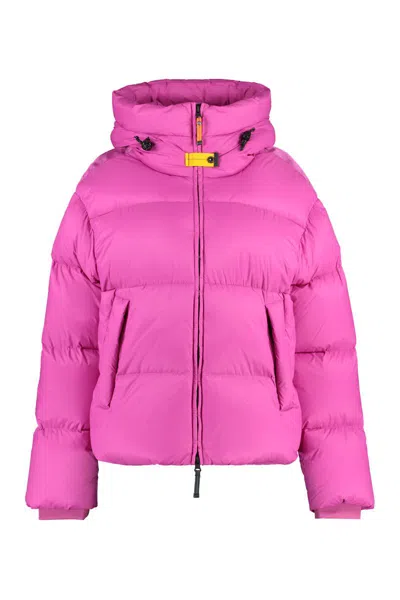 Parajumpers Anya Hooded Full-zip Down Jacket In Fuchsia