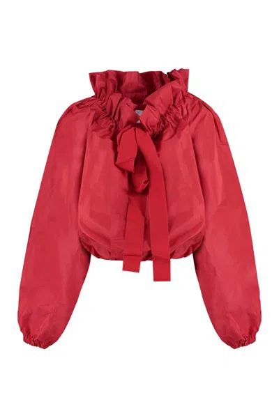 Patou Ruffled Cotton Blouse In Red