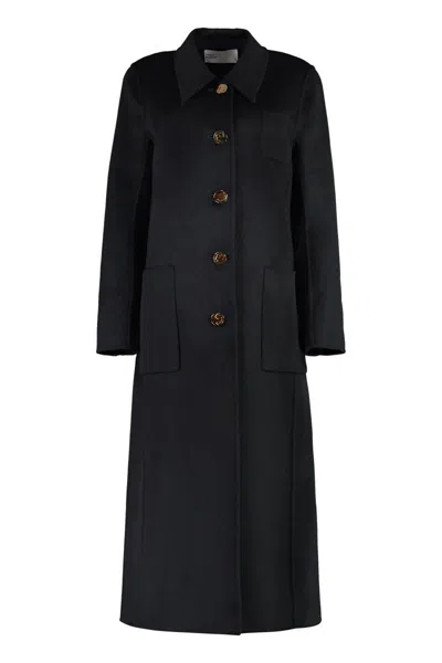 Tory Burch Single-breasted Wool Coat In Black