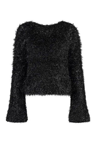 Victoria Beckham Long Sleeve Crew-neck Sweater In Black