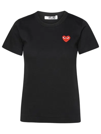 Comme Des Garçons Play Logo Cotton T-shirt In Black