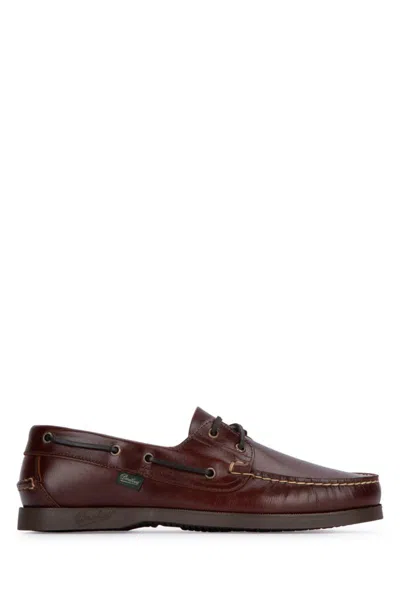 Paraboot Lace-up Leather Boat Shoes In Brown