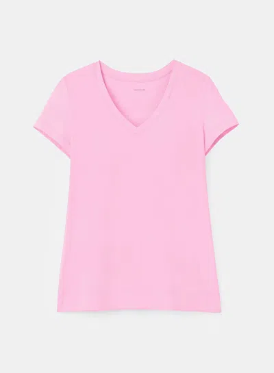 Lafayette 148 The Modern V-neck T-shirt In Pink Madder