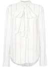CHLOÉ Striped Chiffon Tie-Neck Shirt,17AHT2117A315