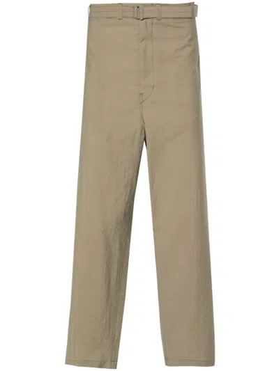Lemaire Tapered Trousers With Belt In Green