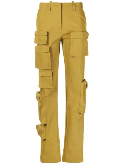 Off-white High Waisted Multipocket Cargo Pants In Forest Green