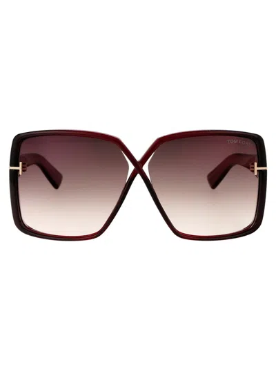 Tom Ford Sunglasses In 66g Rosso Luc / Marrone Specchiato