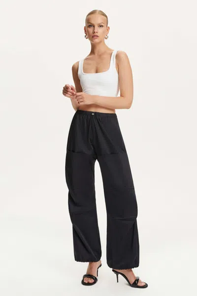Nocturne Women's Pleated Satin Loose Fit Pants In Black