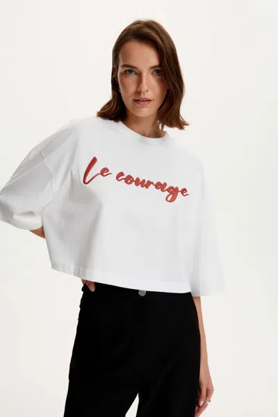 Nocturne Oversized Crop T-shirt In White