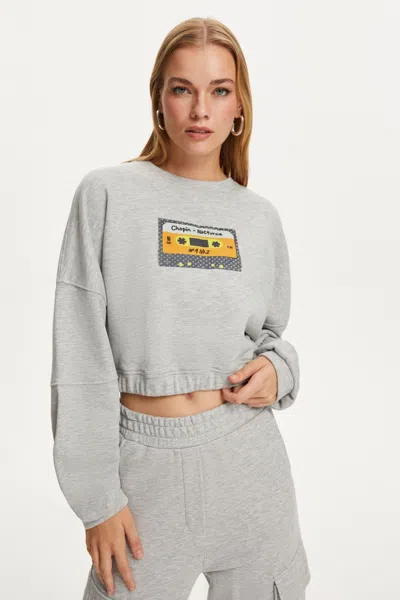 Nocturne Women's Printed Crop Sweatshirt In Grey