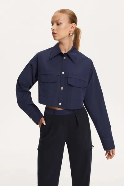 Nocturne Women's Multi-pocket Cropped Shirt In Blue