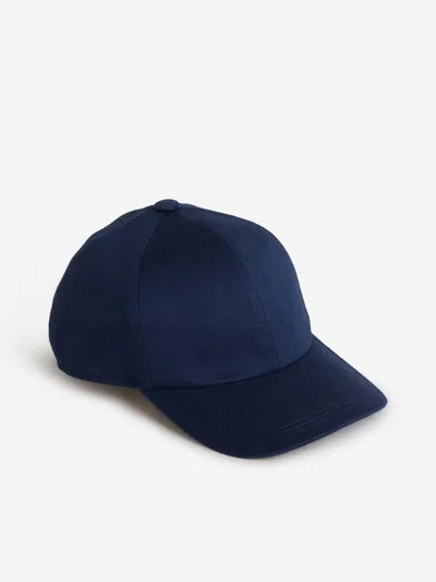 Isaia Linen Baseball Cap In Blue