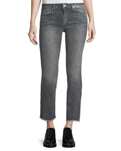 True Religion Sara Cigarette Cropped Frayed Straight-leg Jeans In Eternal Gray