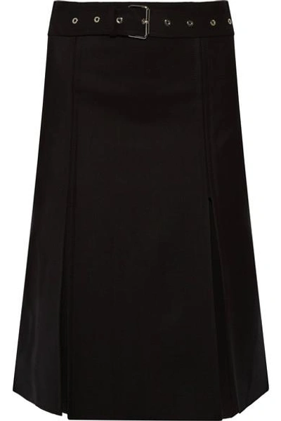 Helmut Lang Pleated Wool-blend Skirt In Black