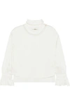 FENDI MESH-TRIMMED SATIN BLOUSE