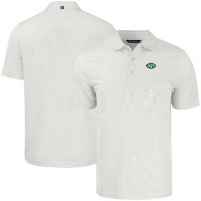 Cutter & Buck White New York Jets  Pike Eco Symmetry Print Stretch Recycled Polo
