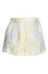 Versace Medusa Contrasto Duchesse Boxer Shorts In Pale Yellow + Silver