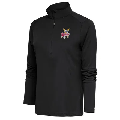 Antigua Charcoal Indianapolis Clowns Tribute Half-zip Pullover Top