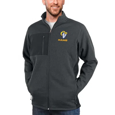 Antigua Heathered Charcoal Los Angeles Rams Course Full-zip Jacket In Heather Charcoal
