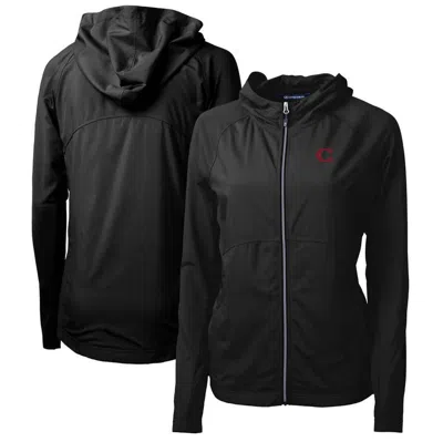 Cutter & Buck Black Cincinnati Reds City Connect Adapt Eco Knit Hybrid Recycled Full-zip Hooded Jack