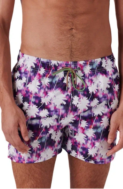 Bugatchi Men's Tropical Watercolor Swim Trunks In Orchid