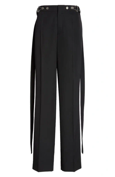 Jean Paul Gaultier Dungaree Buckle Tab Wool Trousers In Black