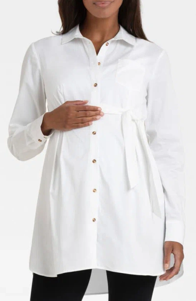 Seraphine Women's Cotton Belted Maternity Tunic In White
