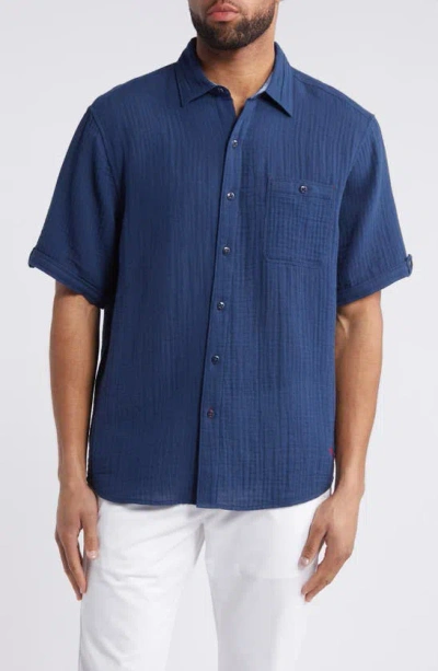 Tommy Bahama Beachside Cruiser Short Sleeve Seersucker Button-up Shirt In Insignia Blue