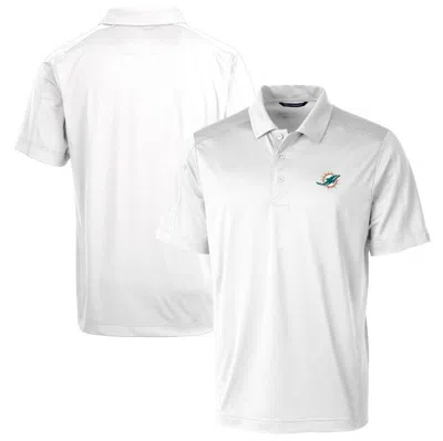 Cutter & Buck White Miami Dolphins Prospect Textured Stretch Polo