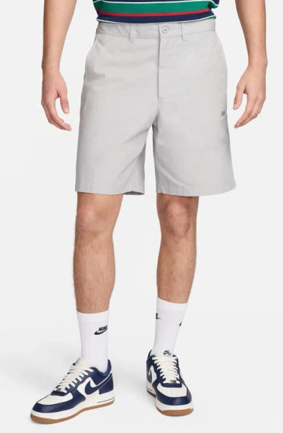 Nike Club Flat Front Chino Shorts In Grey