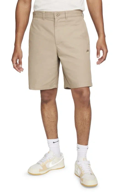 Nike Club Flat Front Chino Shorts In Brown
