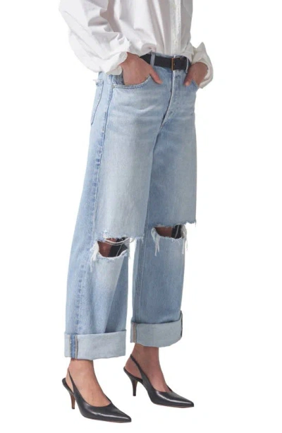 Citizens Of Humanity Ayla Ripped High Waist Baggy Wide Leg Jeans In Pagoda