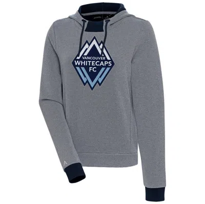 Antigua Navy/white Vancouver Whitecaps Fc Axe Bunker Tri-blend Pullover Hoodie