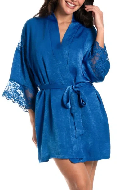 In Bloom By Jonquil Lace Trim Satin Wrap In True Blue