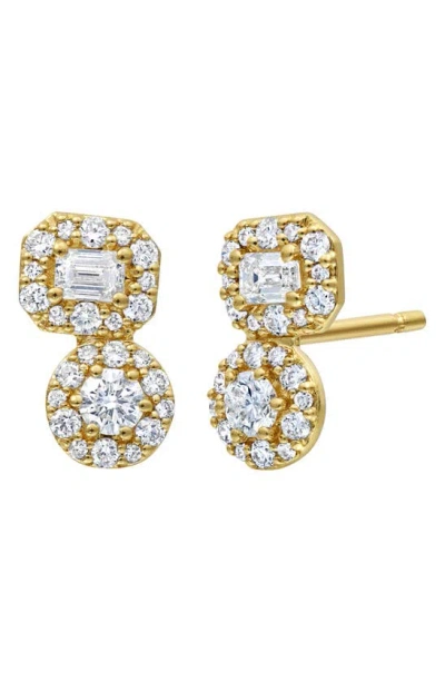 Bony Levy Maya Diamond Double Stud Earrings In 18k Yellow Gold