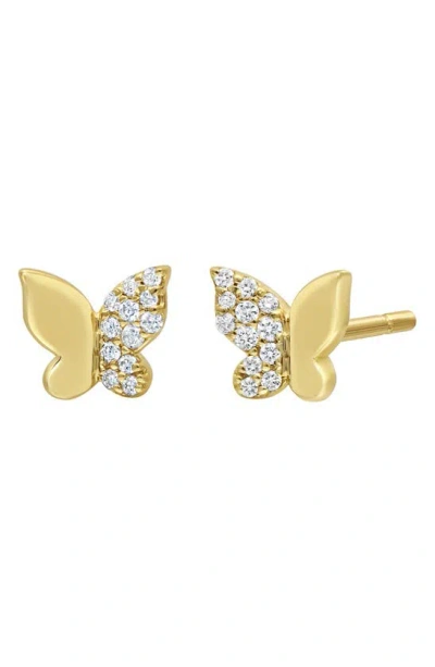 Bony Levy Pavé Diamond Butterfly Stud Earrings In 18k Yellow Gold