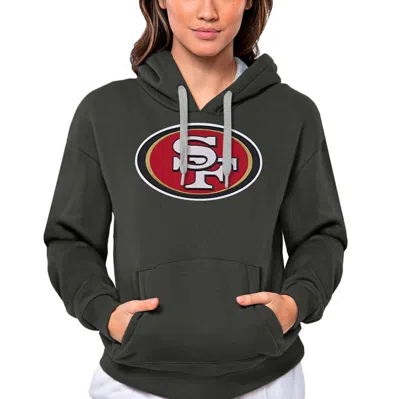 Antigua Charcoal San Francisco 49ers Victory Logo Pullover Hoodie