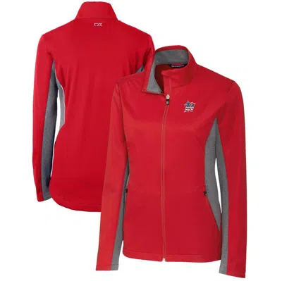 Cutter & Buck Cardinal Miami Marlins Americana Logo Navigate Softshell Full-zip Jacket