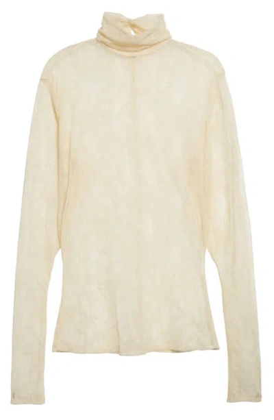 Interior The Anita Sheer Floral Lace Turtleneck Top In Natural