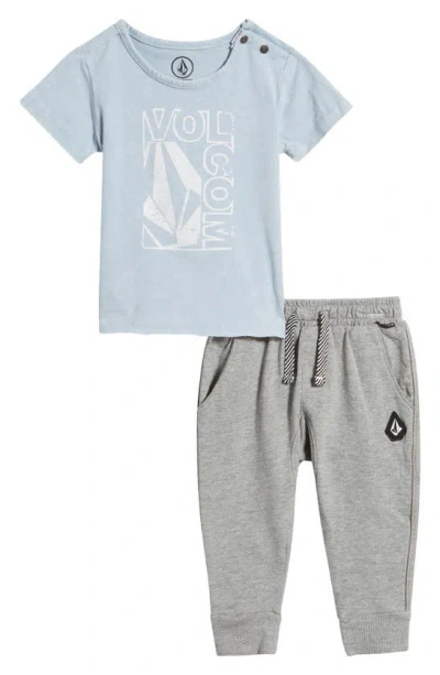 Volcom Babies' Graphic T-shirt & Joggers Set In Ice Blue