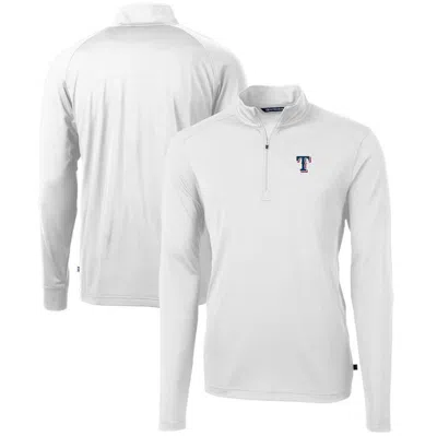 Cutter & Buck White Texas Rangers Virtue Eco Pique Recycled Quarter-zip Pullover Top