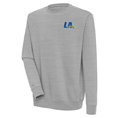 Antigua Heather Gray Los Angeles Chargers Victory Pullover Sweatshirt