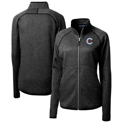 Cutter & Buck Heather Charcoal Chicago Cubs City Connect Mainsail Sweater-knit Full-zip Jacket