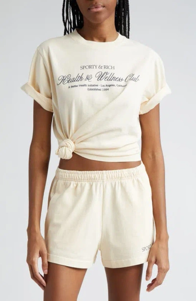 Sporty And Rich Health & Wellness Cotton Graphic T-shirt In Cream