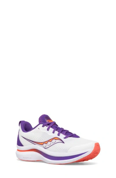 Saucony Kids' Endorphin Kdz Running Shoe In White/ Purple
