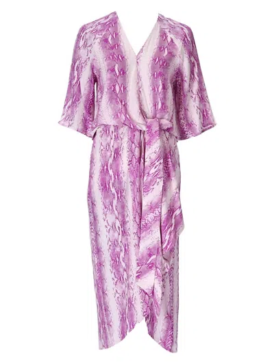 Essentiel Antwerp Dooler Snakeskin-print Midi Dress In Purple